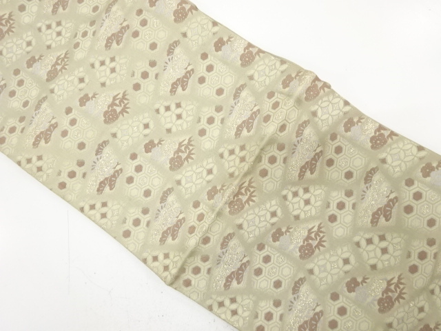 JAPANESE KIMONO / ANTIQUE FUKURO OBI / WOVEN SHOCHIKUBAI